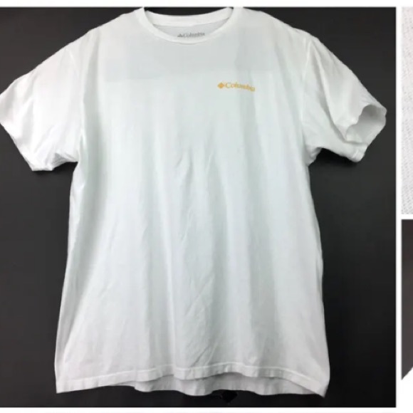 Columbia Mens L White Logo Cotton 2-Sided S/S Graphic Tee - Picture 3 of 4